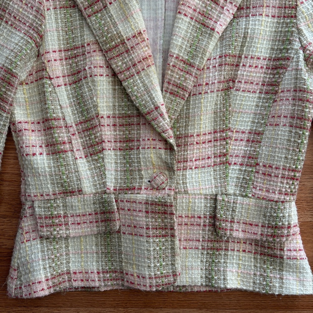 Alyn Paige Plaid Blazer - Green and Pink - Picture 2 of 4